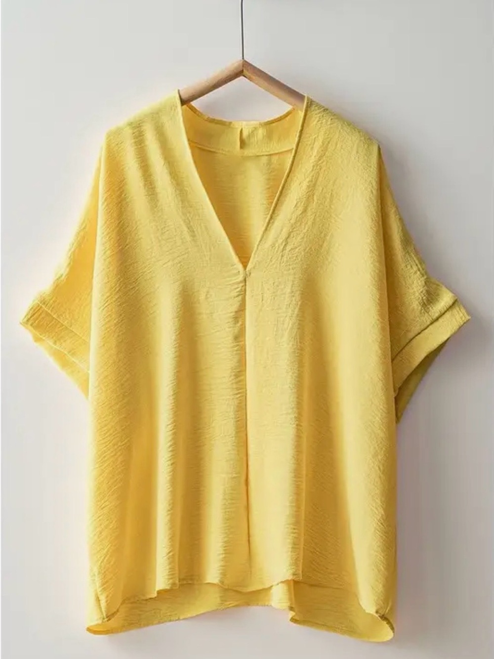Yellow V-Neck Relaxed Women's Top